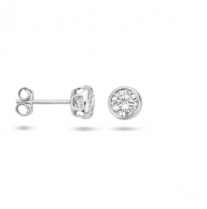 Zilver oorknop zirkonia rond vels 5 mm - 3095364