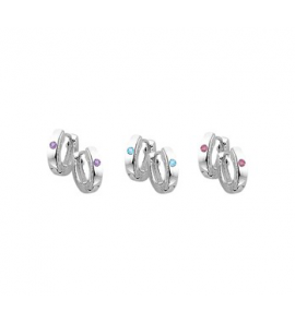 Zilver klapcreolen 14x3 mm met gekleurde zirkonia - 3104257