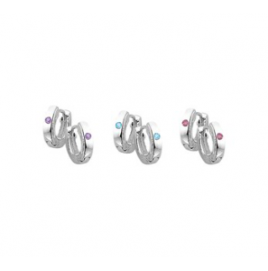Zilver klapcreolen 14x3 mm met gekleurde zirkonia - 3104257