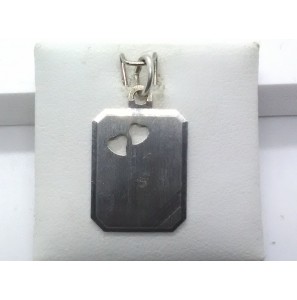Zilver graveerplaat rechthoek met 2 uitg hartjes 14x18 mm - 3104320