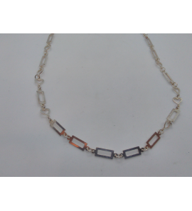 Zilver collier fant . open RH hartjes 45 cm - 2082061