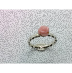 Zilver aanschuifring met koraal mt. 17 - 3079310