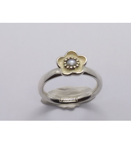 Zilver aanschuif ring "bloem" mt. 17 - 3073183