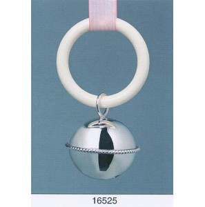 Verzilverd rammelaar bol parelrand - 3069027
