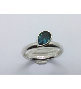 Zilver aanschuif ring met druppel zirkonia blauw mt. 18 - 3073209
