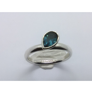 Zilver aanschuif ring met druppel zirkonia blauw mt. 18 - 3073209
