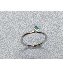 Zilver aanschuif ring met vierkante zirkonia aqua mt. 17½ - 3019891