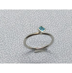 Zilver aanschuif ring met vierkante zirkonia aqua mt. 17½ - 3019891