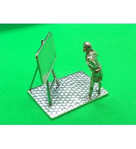 Zilver miniatuur Schoolmeester met bord - 27801