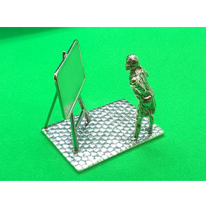 Zilver miniatuur Schoolmeester met bord - 27801