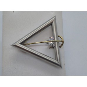 Edelstaal broche met goud en zirkonia - 28686
