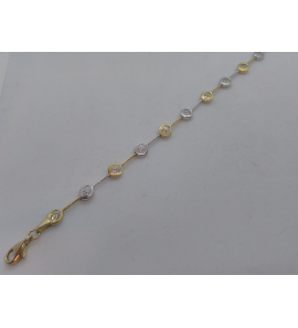 Goud armband bicolour met zirkonia 18.5 cm - 3103083