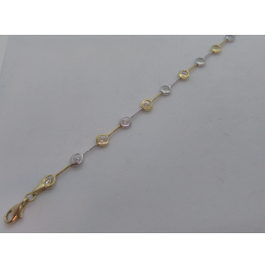 Goud armband bicolour met zirkonia 18.5 cm - 3103083