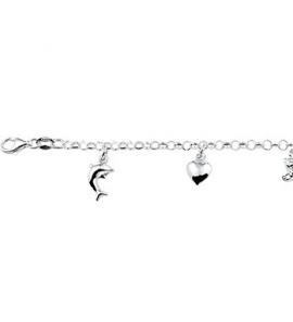 Zilveren kinderjasseron armband 5 bedels gesoldeerd 15 cm - 3102822