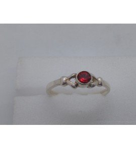 Zilver kinderring met rood steentje - 3102106