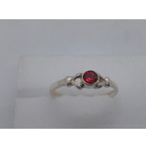 Zilver kinderring met rood steentje - 3102106