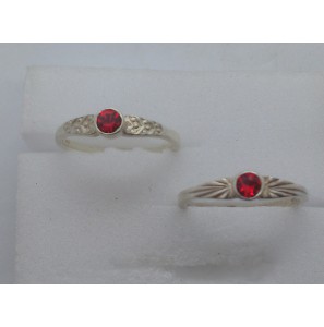 Zilver kinderring met rood steentje - 3102110