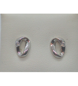 Goud wit oorknop met zirkonia - 3102496