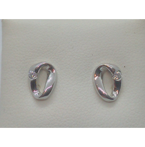Goud wit oorknop met zirkonia - 3102496