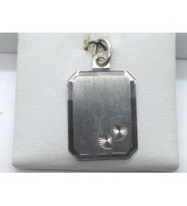 Zilver graveerplaat rechthoek 14x18 mm 2 hartjes - 3102588