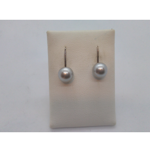Zilver oorhangers parel grijs - 3102848