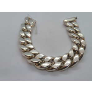 Zilver schakel armband plat-gourmet zwaar 21 cm - 3102722