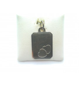 Zilver graveerplaat rechthoek + 2 hartjes 15x20 mm - 3112709
