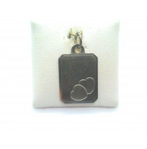 Zilver graveerplaat rechthoek + 2 hartjes 15x20 mm - 3112709