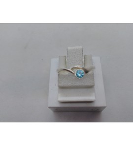 Zilver kinderring met blauw steente mt. 14 - 3102108
