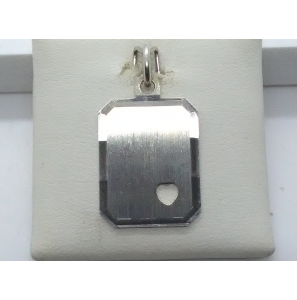 Zilver graveerplaat rechthoek 14x18 mm 1 hartje - 3102587