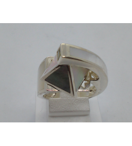 Zilver dames ring RH met parelmoer en peridoot - 3101294