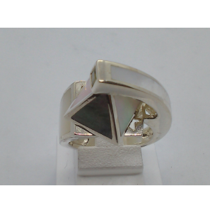 Zilver dames ring RH met parelmoer en peridoot - 3101294