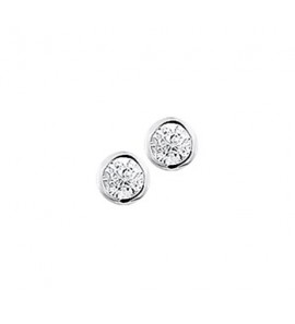 Zilver oorknop rondzetting zirkonia 3 mm - 3101770
