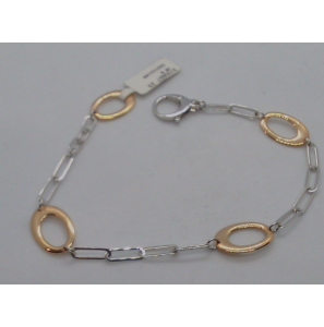 Goud wit/roze armband fant. 23 cm - 3100897