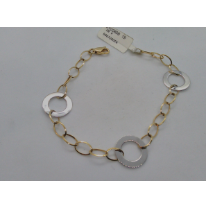 Goud geel/wit armband fant. ogen 19 cm - 3100898