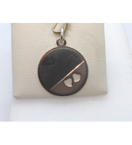 Zilver graveerplaat rond met mat hartjes 18 mm - 2091275