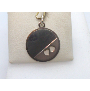 Zilver graveerplaat rond met mat hartjes 18 mm - 2091275