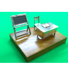 Zilver miniatuur Schoolbord en buro - 27795