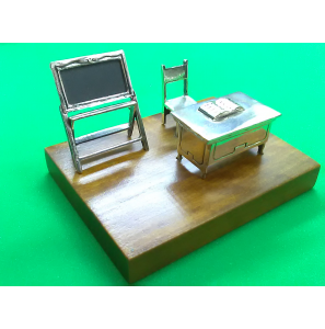 Zilver miniatuur Schoolbord en buro - 27795