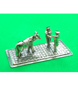 Zilver miniatuur Veekooplui met koe - 27810