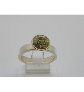 Zilver Look! ring met gele steen - 44977