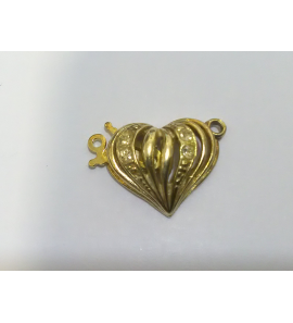 Zilver verguld sluiting hart met zirkonia 1-rij - 45894