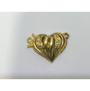 Zilver verguld sluiting hart met zirkonia 1-rij - 45894