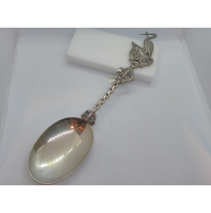 Zilver geboortelepel Ooievaar groot - 31348
