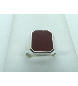 Zilver herenring 8-kant met carneool 12x15 mm mt. 19 - 44992
