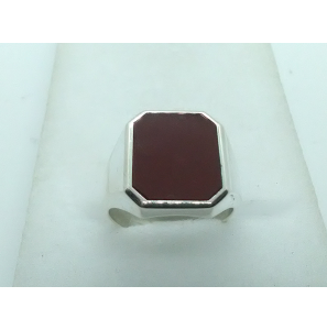 Zilver herenring 8-kant met carneool 12x15 mm mt. 19 - 44992