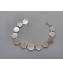 Zilver Look! armband rh plaatjes zeskant 18.5 cm - 45828