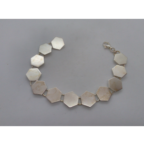 Zilver Look! armband rh plaatjes zeskant 18.5 cm - 45828