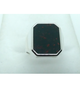 Zilver herenring 8-kant met mosagaat 12x15 mm mt. 19 - 44500