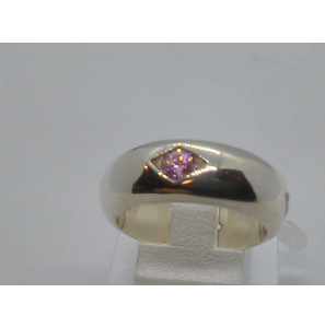 Zilver dames ring bol met roze zirkonia - 37972